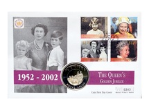 2002 The Queen's Golden Jubilee 50p Coin Cover Falkland Islands First Day Cover 76320
