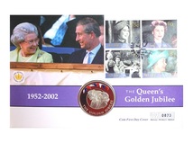 2002 The Queen's Golden Jubilee 50p Coin Cover Falkland Islands First Day Cover  76322