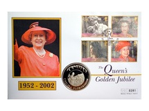 2002 The Queen's Golden Jubilee 50p Coin Cover Falkland Islands First Day Cover 76324