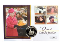 2002 The Queen's Golden Jubilee 50p Falkland Islands First Day Coin Cover 76333
