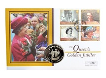 2002 The Queen's Golden Jubilee 50p Falkland Islands First Day Coin Cover 76335