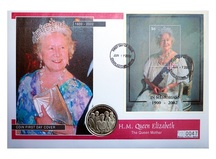 British Virgin Islands, One Dollar 'H.M. the Queen Mother in Memoriam 1900 - 2002' large First day coin cover, by Mercury, UNC 0047
