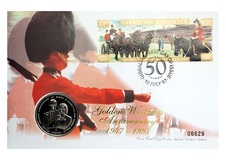 1997 Golden wedding anniversary 1 crown coin cover is a Gibraltar first day cover.