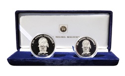 Malaysia, 1 & 5 RINGGIT, 1986 Silver Proof , rev: "PATA Conference" Cased & Certificate, Very Scarce FDC