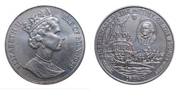 Isle of Man 1989 One Crown 'Bicentenary of the Mutiny on the Bounty, "Captain Bligh and crew set a float" EF