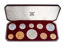 1953 'Coronation' (10-Coin) Proof Coin Collection, 5/- Crown to Farthing, aFDC