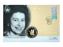 Ascension Island, 2002 50 Pence 'The Queen's Golden Jubilee' First day cover, by Mercury 4070. UNC