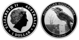 Australia, 2016 One Dollar Kookaburra, 1oz 0.999 Fine Silver, UNC Encapsulated