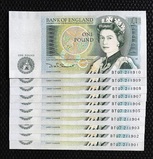 Bank of England, £1 Banknotes x10 Consecutive run of D.H.F Somerset in Crisp UNC BT07 211901-10