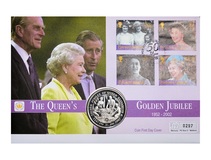 Sierra Leone, 2002 1 dollar 'Celebrating Queen Elizabeth II Golden Jubilee 1900 - 2002' First day coin cover, by Mercury, 297 UNC