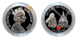 Gibraltar 2005 £5 Five Pound The End of the War VE DAY Silver Proof Poppy Coin, in Capsule only FDC02