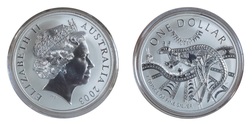 Australian 2003 Kangaroo 1oz Silver Coin featuring “Jirrah-Watty” the Big Kangaroo in full flight, UNC Encapsulated
