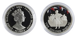 Falkland Islands, 2002 Golden Jubilee 50p Crown, Silver Proof, "WALKABOUT" in Capsule FDC 76580