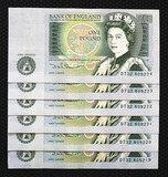 Bank of England, £1 Banknotes (6) Consecutive run of D.H.F Somerset from 1981,  DT32 809219-24  UNC
