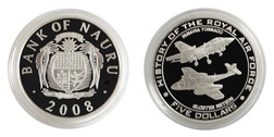 Bank of Nauru, 2008 Five Pounds RAF "TORNADO & GLOSTER METEOR" Silver Proof in Capsule FDC