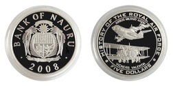 Bank of Nauru, 2008 Five Pounds RAF "AIRBUS & VALENTIA" Silver Proof in Capsule FDC