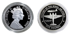 Gibraltar, 2008 Five Pounds RAF "DE HAVILLAND MOSQUITO" Silver Proof in Capsule FDC