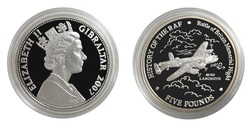 Gibraltar, 2007 Five Pounds RAF "Lancaster " Silver Proof in Capsule FDC