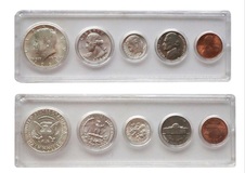 1964 Half-Dollar to cent, 5-coin set, sealed in plastic pack