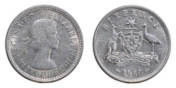Australia, 1960 Silver Sixpence, VF