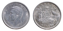Australia, 1946 Silver Sixpence, aVF