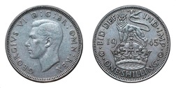 38826 Silver One Shilling Eng 1945, VF