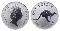 Australia, 1993 1oz 0.999 Fine Silver Kangaroo. UNC Encapsulated