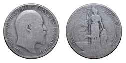 72647 Edward VII Florin (0.952) Sterling Silver, well worn