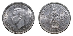 80012 Silver One shilling 1944 Eng, aEF
