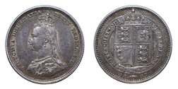 80016 Silver One Shilling 1887, VF