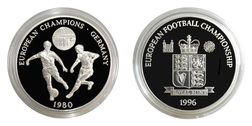 EUROPEAN FOOTBALL CHAMPIONSHIP '96 "THE 1980 EUROPEAN CHAMPIONS GERMANY" Royal Mint Silver Medal, Proof FDC