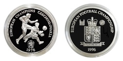 EUROPEAN FOOTBALL CHAMPIONSHIP '96 "CSSR 1976" Royal Mint Issue Silver Medal, Proof. aFDC