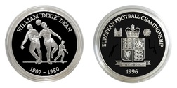 EUROPEAN FOOTBALL CHAMPIONSHIP '96 William "Dixie" Dean Royal Mint Issue Silver Medal, Proof FDC