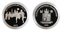 EUROPEAN FOOTBALL CHAMPIONSHIP '96 "Scotland vs England" Royal Mint Issue Silver Medal, Proof FDC
