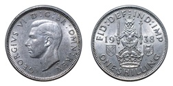 80049 George VI silver Shilling Scot 1938, GVF lustre