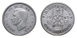 80062 George VI Silver 1945 Shilling Scottish reverse, GF+
