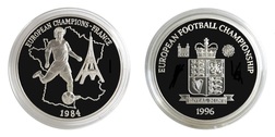 EUROPEAN FOOTBALL CHAMPIONSHIP '96 EUROPEAN CHAMPIONS "France 1984" Royal Mint Silver Medal, Proof FDC
