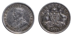 Australian silver threepence 1921, GF