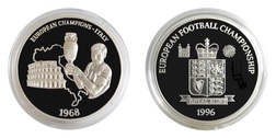 EUROPEAN FOOTBALL CHAMPIONSHIP '96 "European Champions - Italy 1968 " Royal Mint Issue Silver Medal, Proof FDC