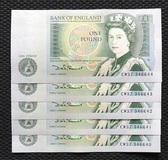 Bank of England, £1 Banknotes (5) Consecutive run of D.H.F Somerset, CW37 346640-44 Grade: GEF/UNC