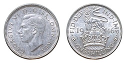 25625 George VI Silver 1946 Shilling English reverse, EF
