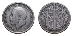 1916 George V Silver Half crown, GF 39319
