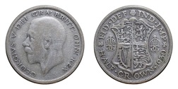 1930 George V silver Half crown, Fine scarce