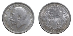 1916 George V Silver Half crown, GVF Mint lustre