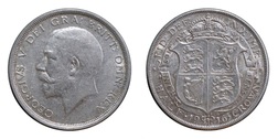 1916 George V Silver Half crown, GVF 37054