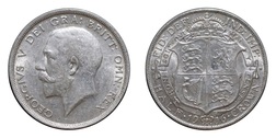 1916 George V Silver Half crown, GVF Mint lustre 38252