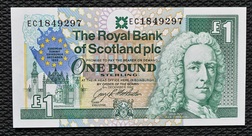 Royal Bank of Scotland Plc, 1 Pound banknote 1992 Commemorating the 'European Summit' Pick 356 Crisp UNC