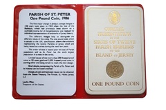 States of Jersey, Parish of St. Peter 1986 Official £1 Pound Coin in Red Presentation Wallet