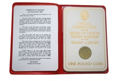 States of Jersey, Parish of St. Saviour 1984 Official £1 Pound Coin in Red Presentation Wallet