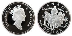 Canada, 1994 Silver Proof Dollar Rev: "Canadian Mounted Dog Patrol" Encapsulated FDC